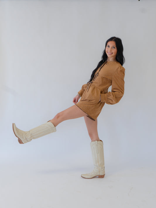 Suede Leather Tie Romper