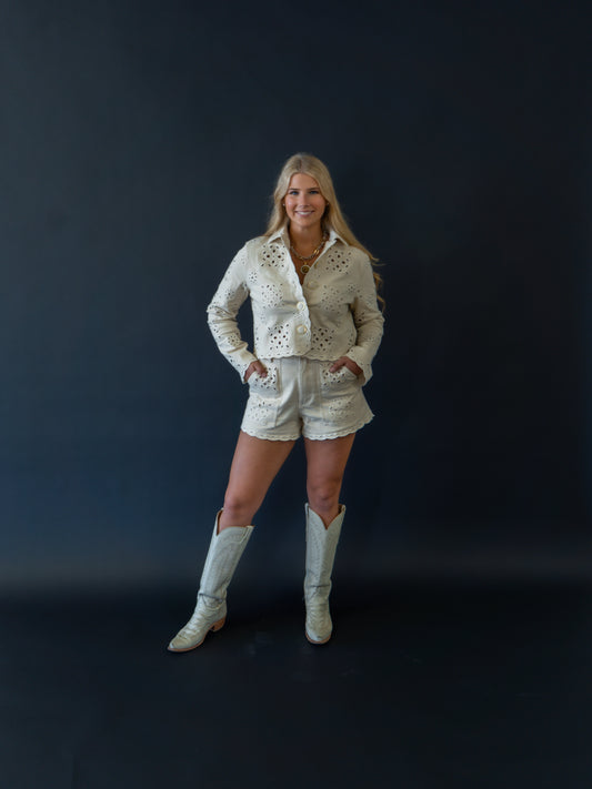 Cream Eyelet Top