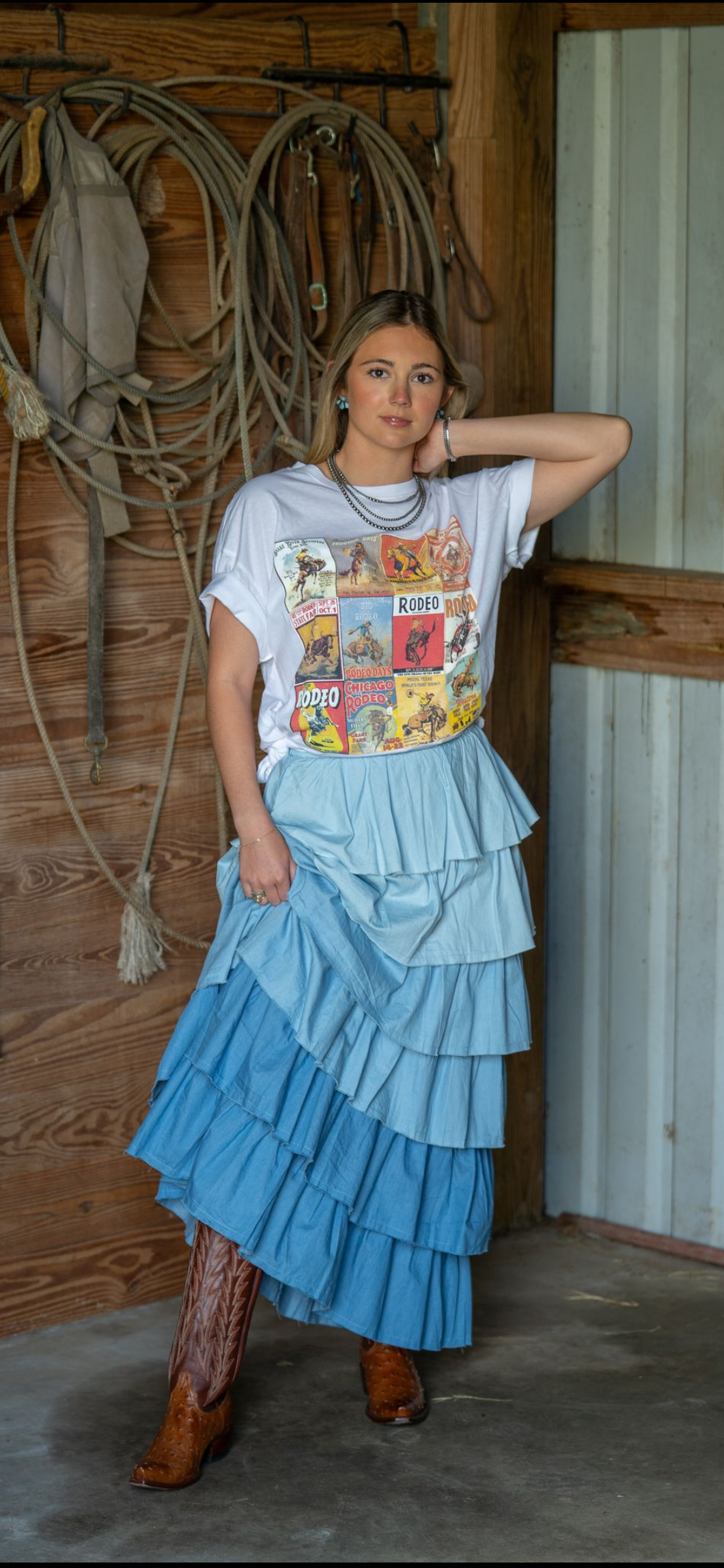 Tiered Denim Skirt