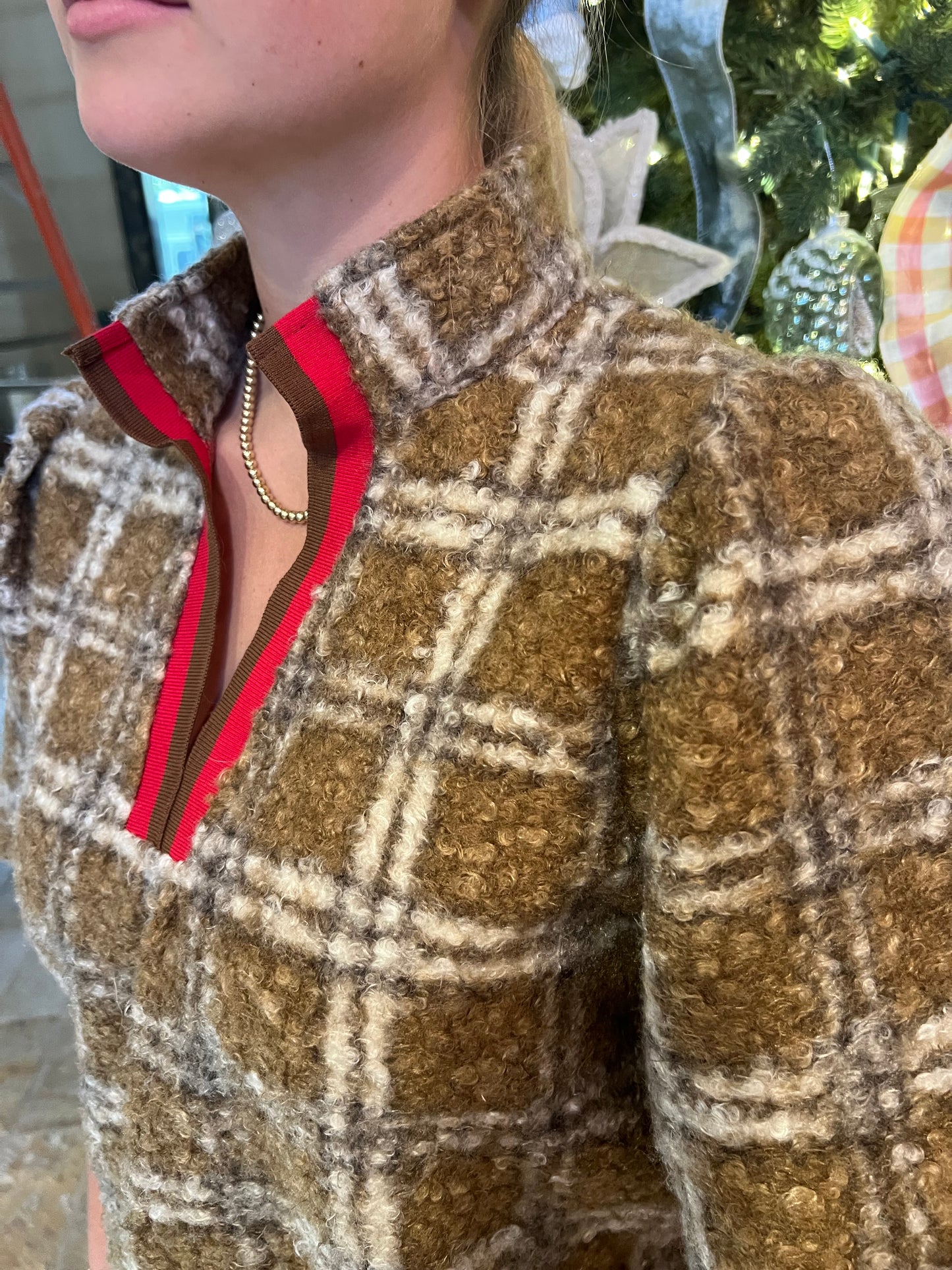 Teddy Plaid Top