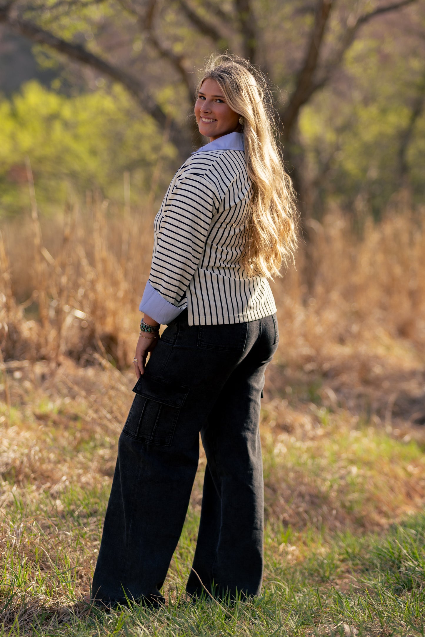 Black Washed Cargo Jeans