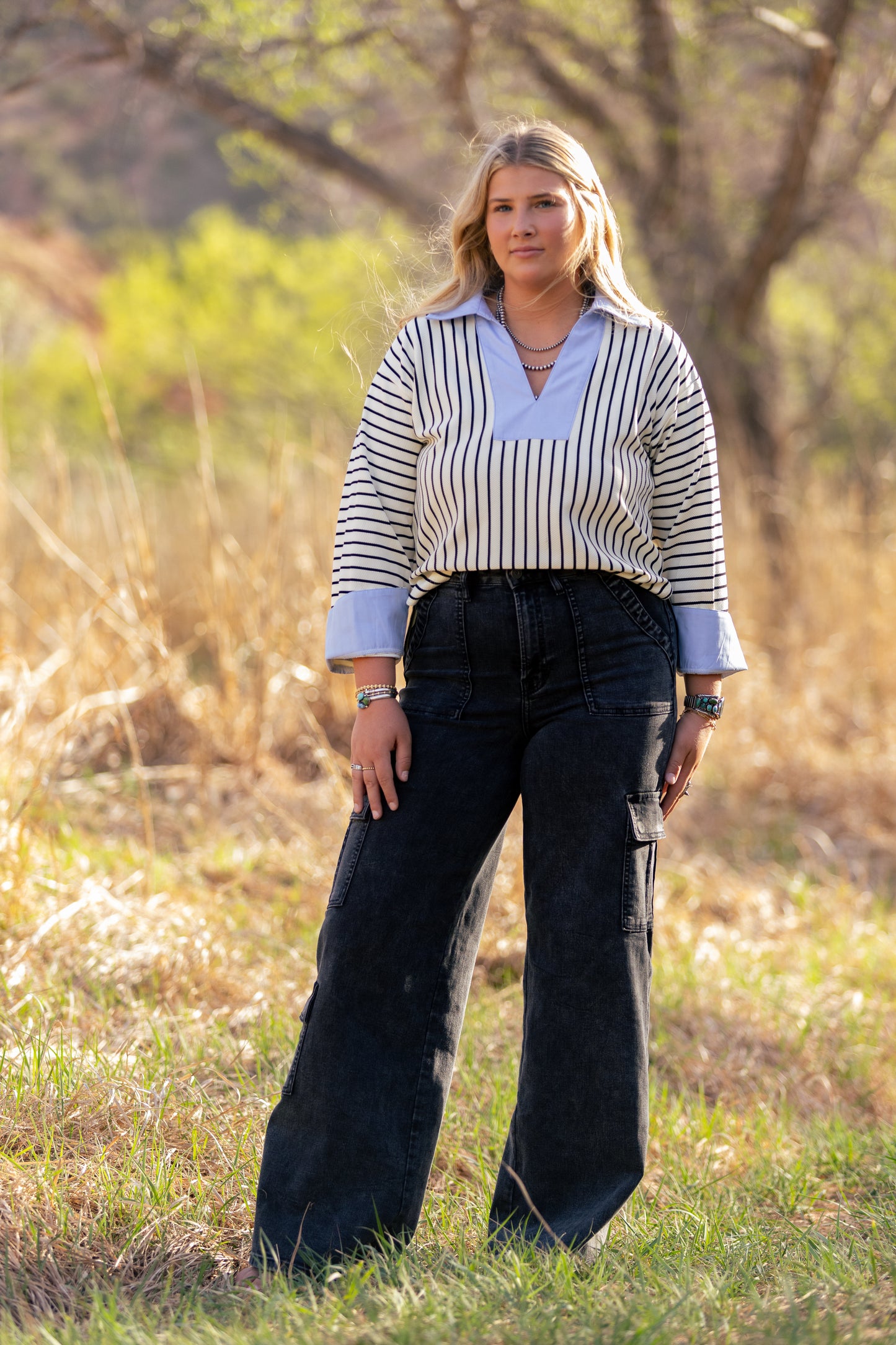 Black Washed Cargo Jeans