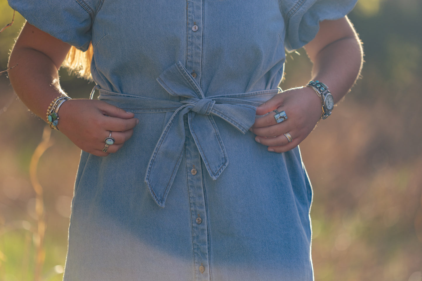 Puff Sleeve Denim Dress