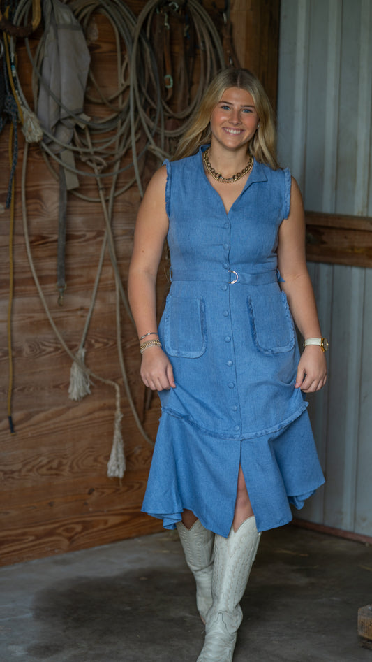 Frayed Denim Dress