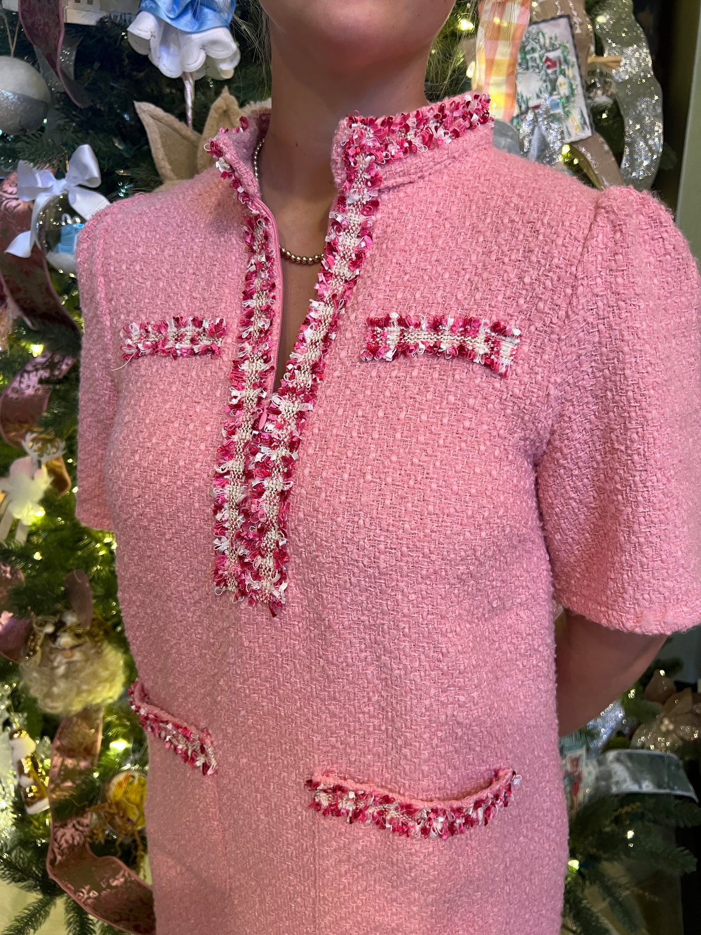 Candy Cane Tweed Dress