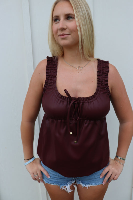 Gathered Leather Tank