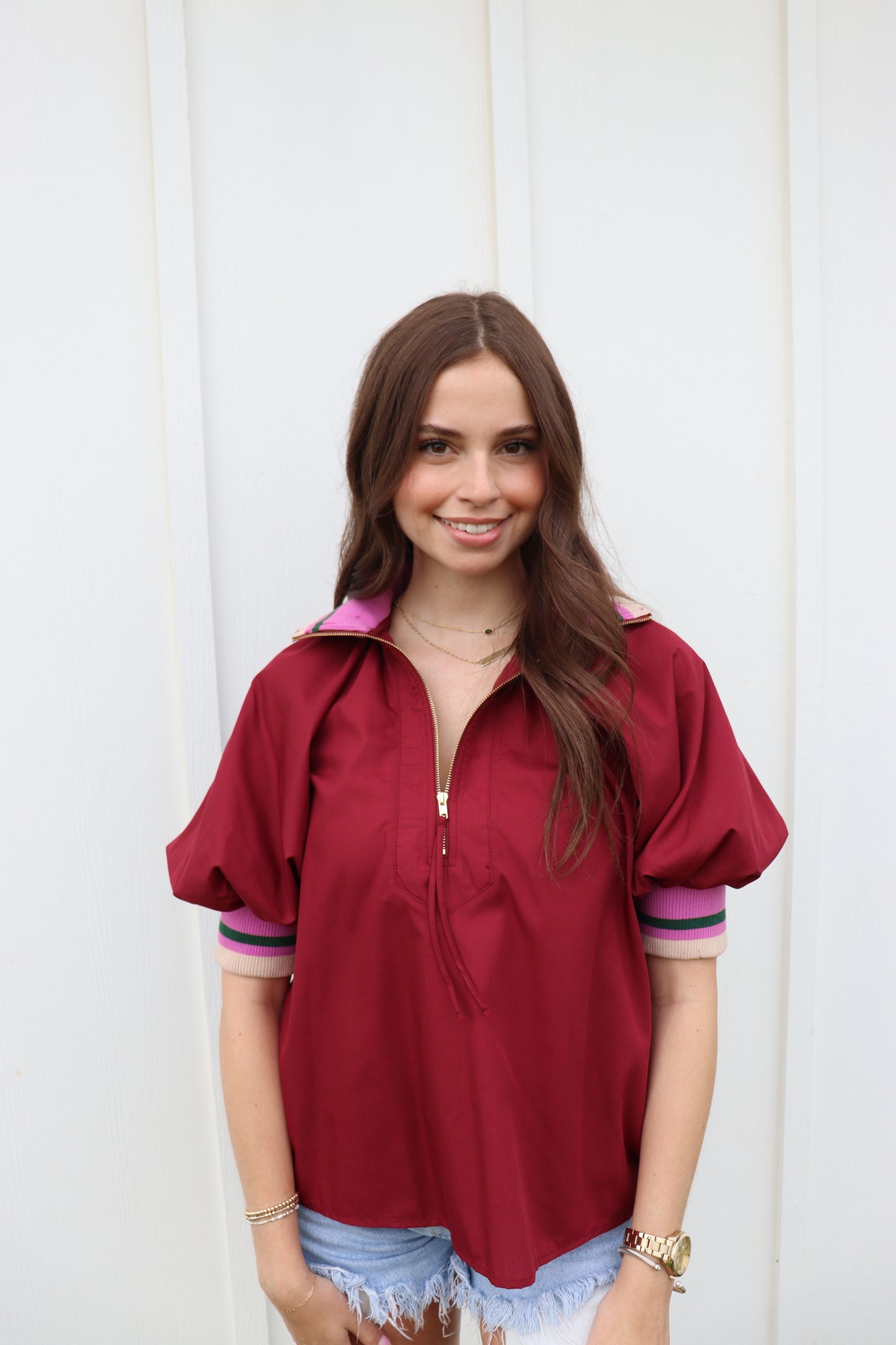 Maroon Zip Top