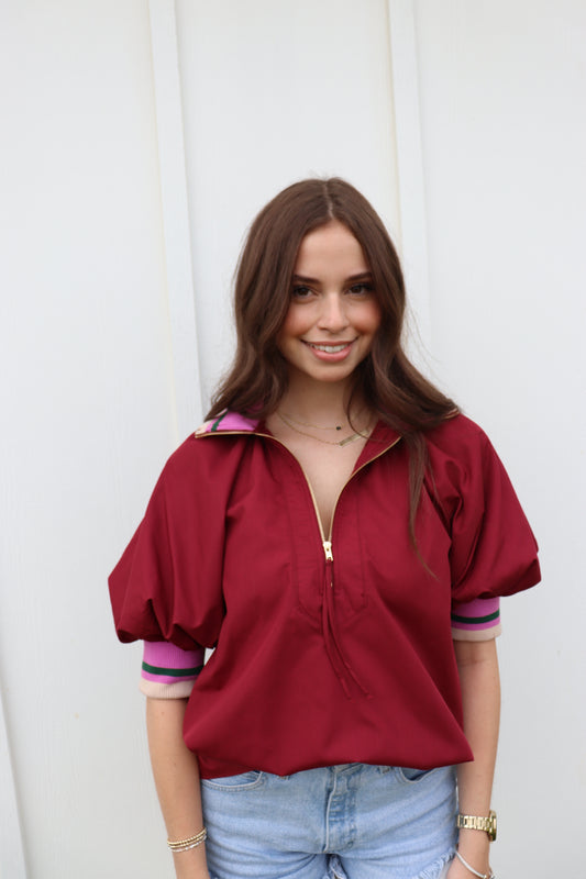 Maroon Zip Top