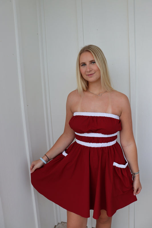 Maroon & White Athletic Dress