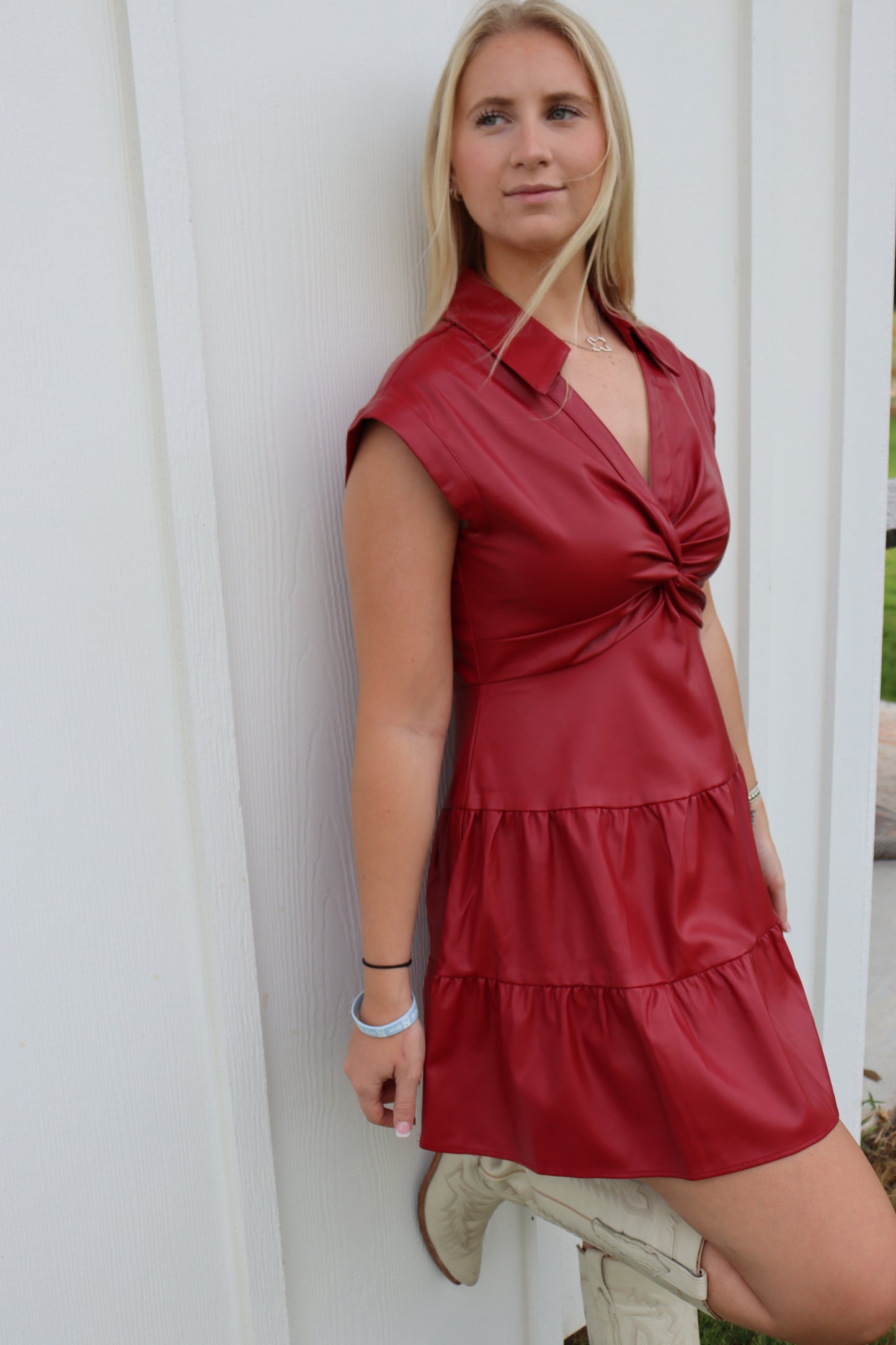 Twist Dress Deep Red