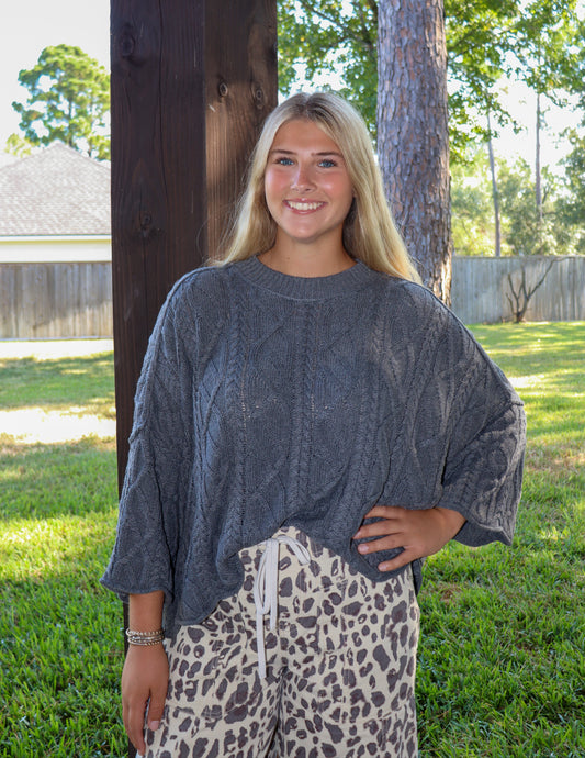 Charcoal Knit Sweater Top