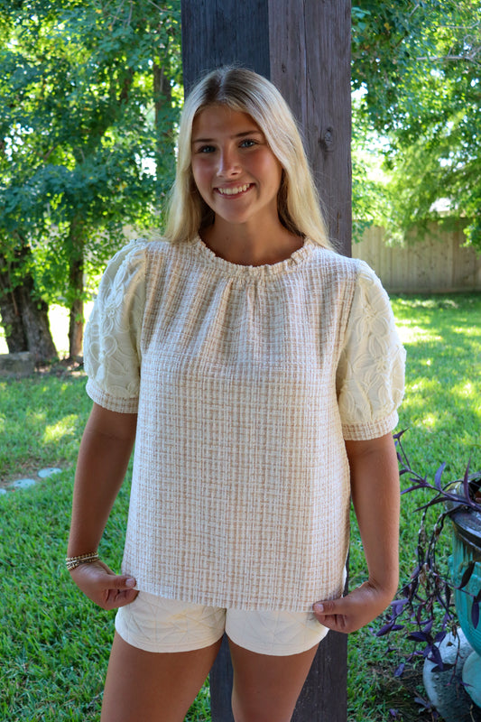 Cream Floral Sleeve Top
