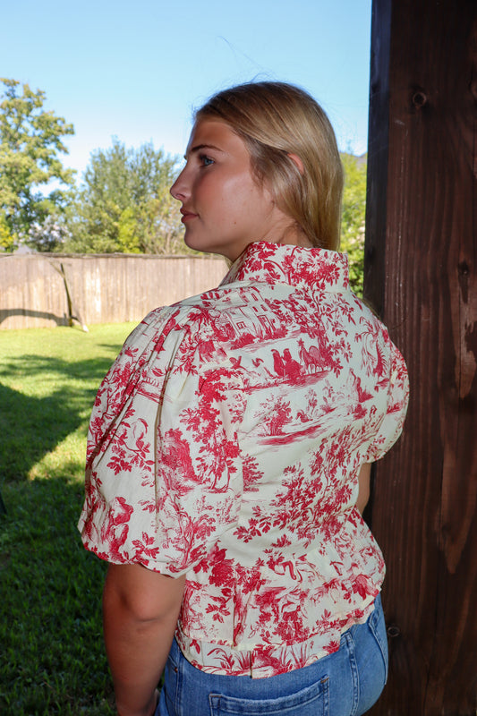 Toile Ruffle Top