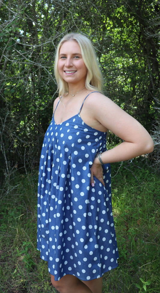 Denim Polka Dot Dress