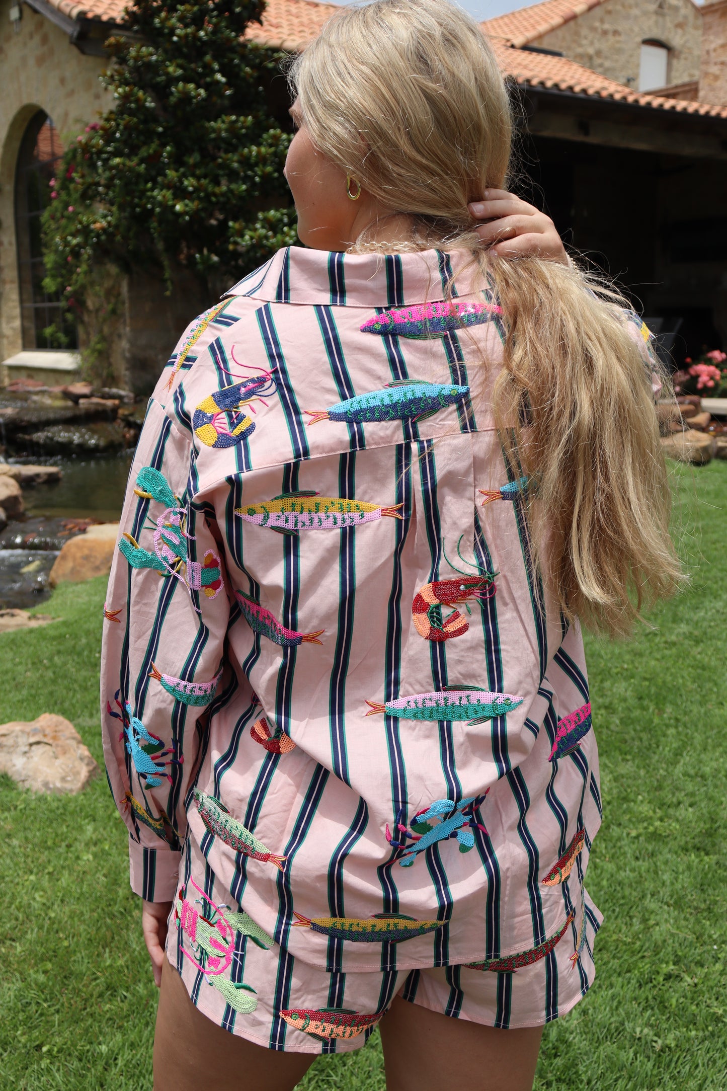Queen Of Sparkles Light Pink Stripe Sea Creature Top