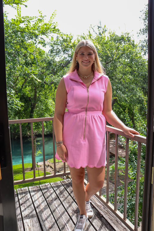 Scalloped Zip Dress