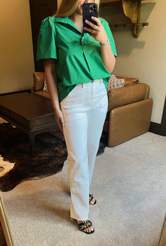 Mica White Raw Hem Jeans