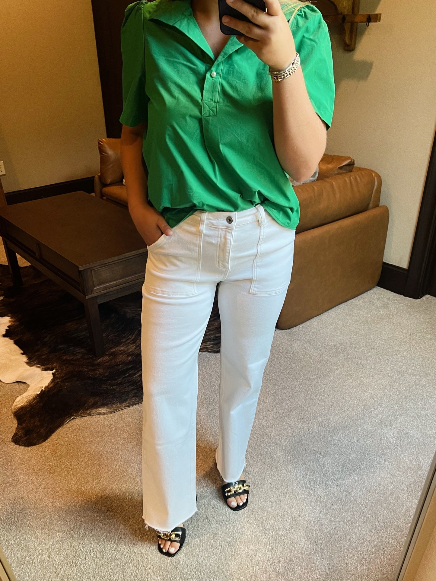 Mica White Raw Hem Jeans