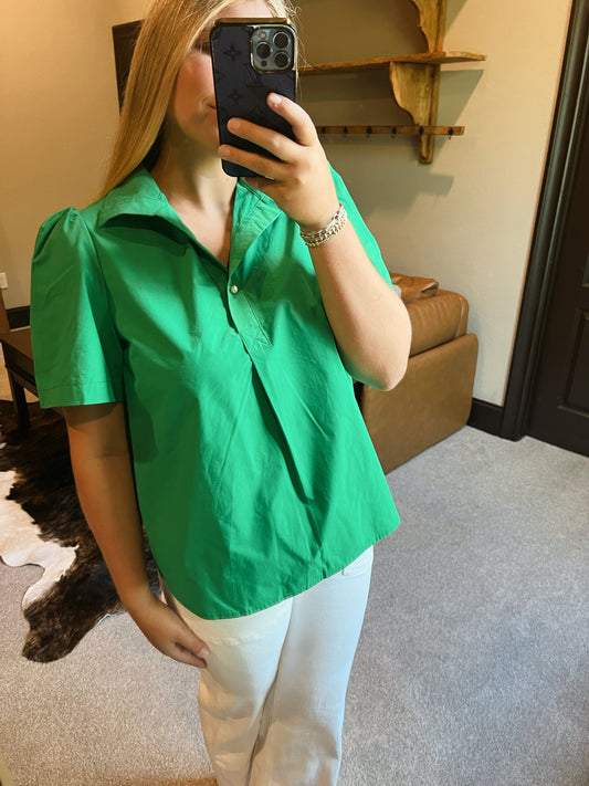 Green Pearl Button Top