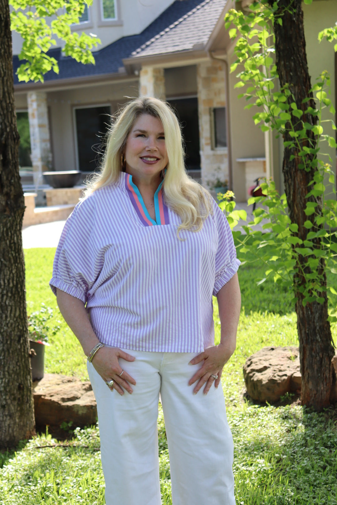 Lavender Stripe Top