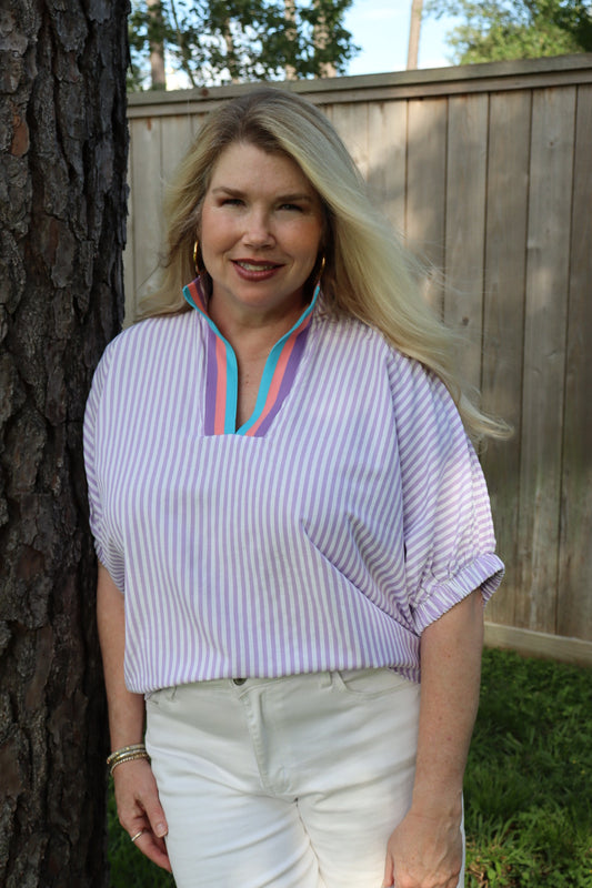 Lavender Stripe Top