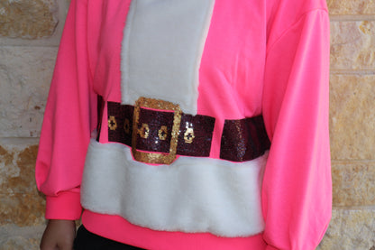 Queen of Sparkles Hot Pink Santa Belt Sweatshirt