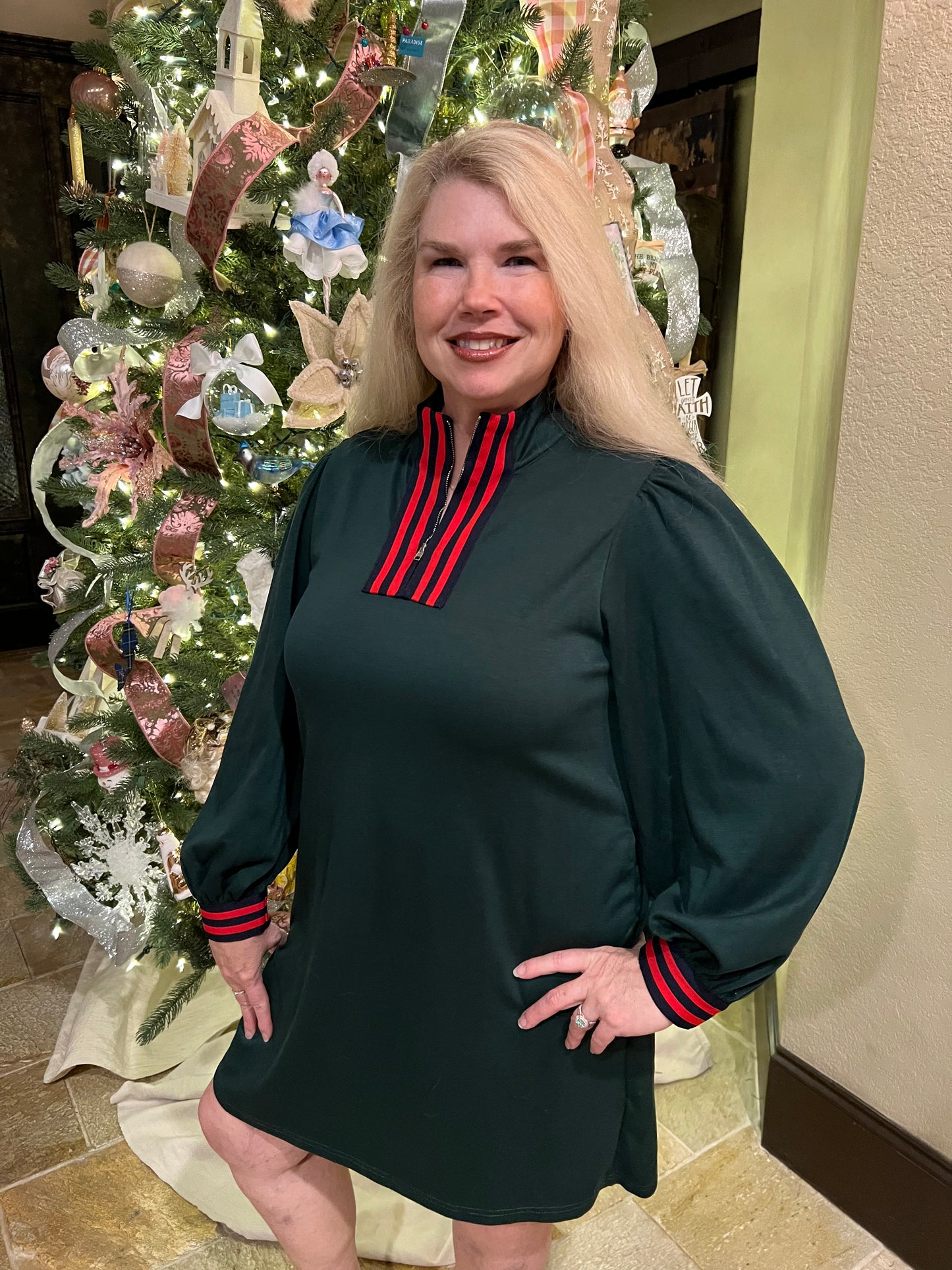 Forest Green Zip Dress