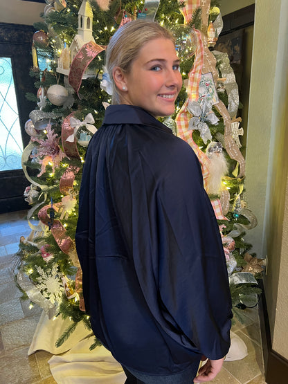 Navy Satin Zip