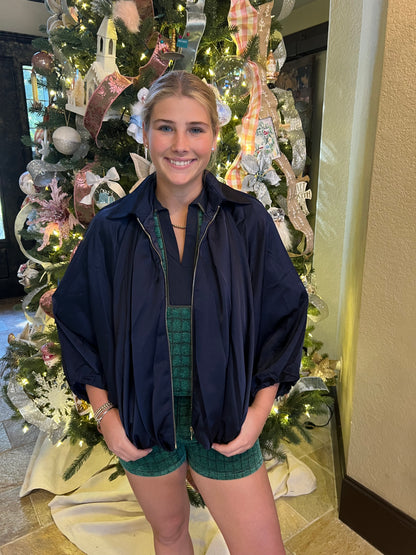 Navy Satin Zip