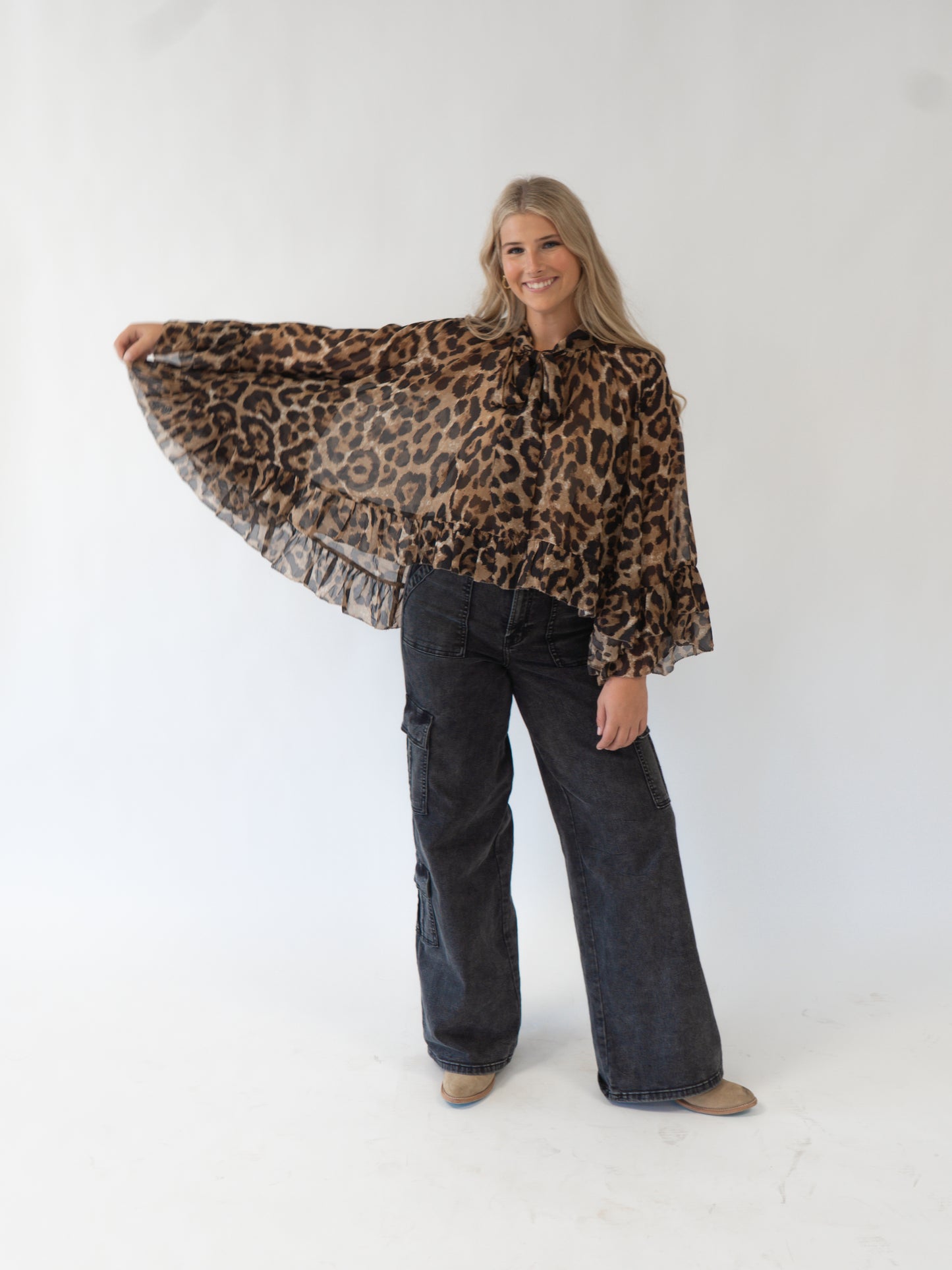 Cheetah Bow Neck Top