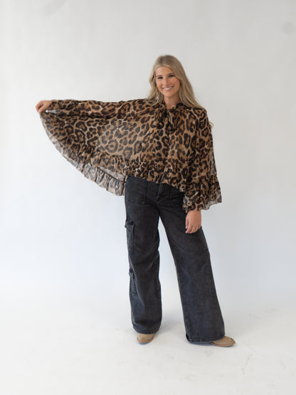 Cheetah Bow Neck Top