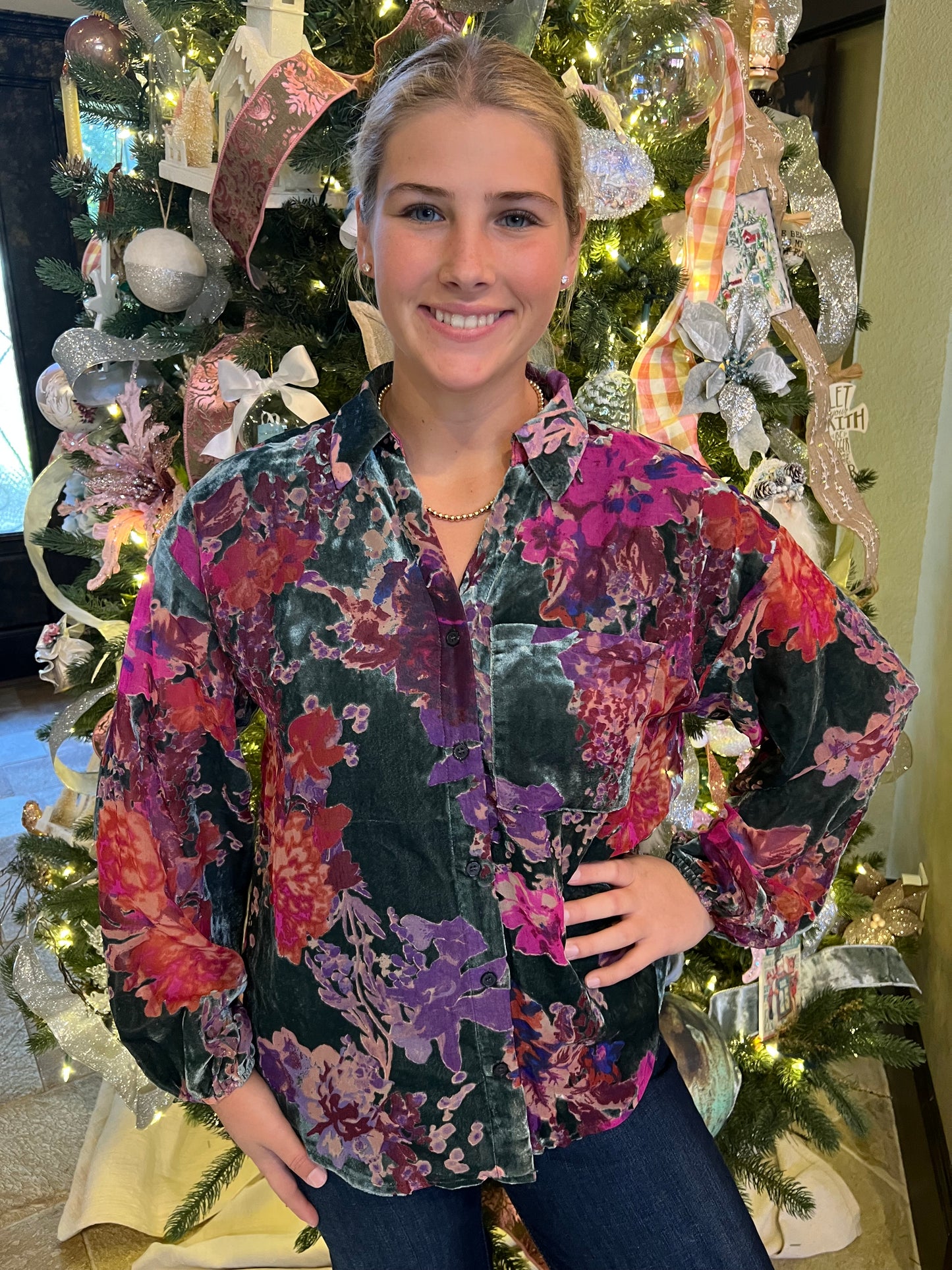 Floral Velvet Top
