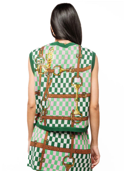 Queen Of Sparkles Checkered Horse Bit Vest