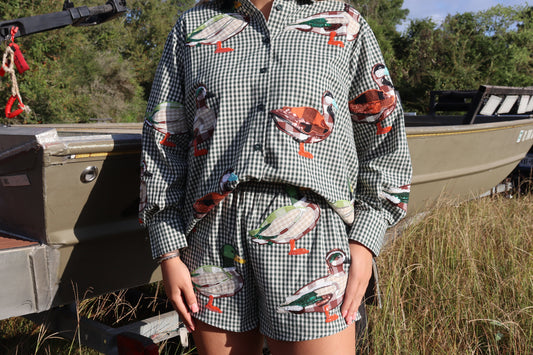 Queen of Sparkles Gingham Duck Short