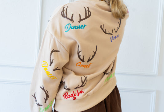 Queen of Sparkles Reindeer Name & Antlers Sweatshirt
