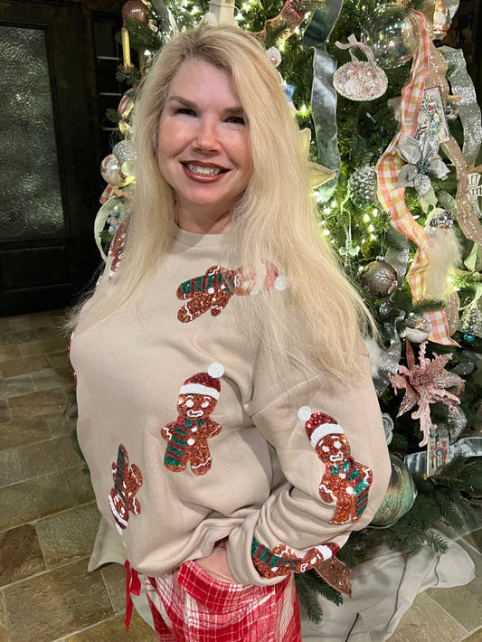 Sequin Gingerbread Sweatshirt