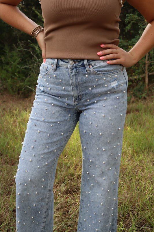 Mica Pearl & Crystal Jeans