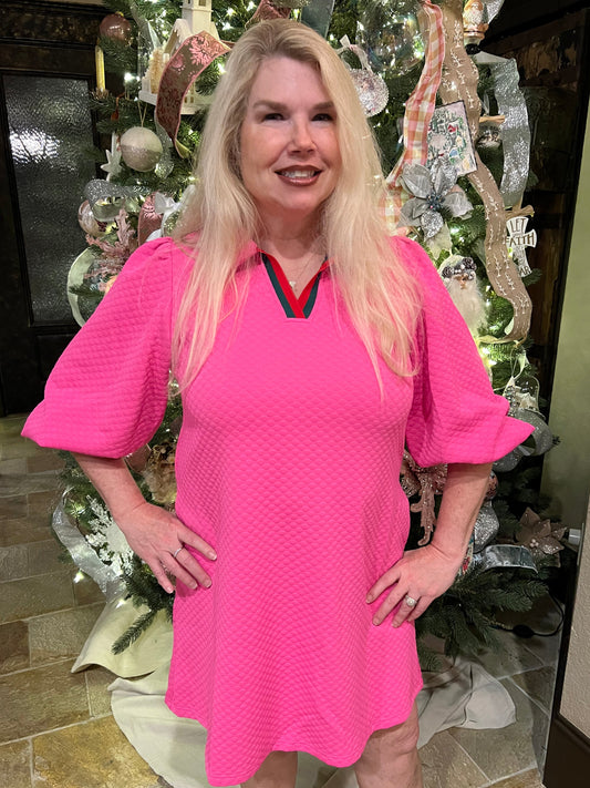 Textured Hot Pink Dress