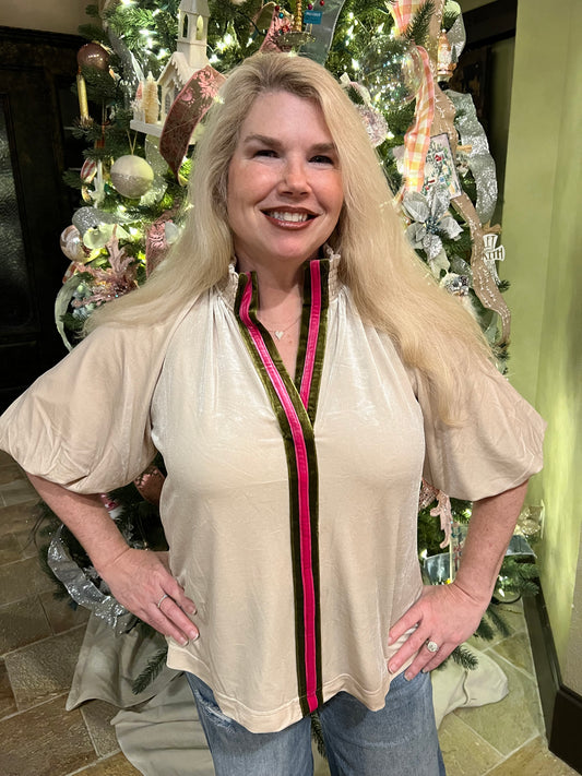 Champagne Velvet Top