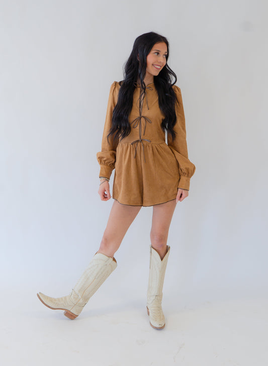 Suede Leather Tie Romper