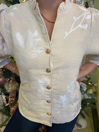 Cream & White Floral Top