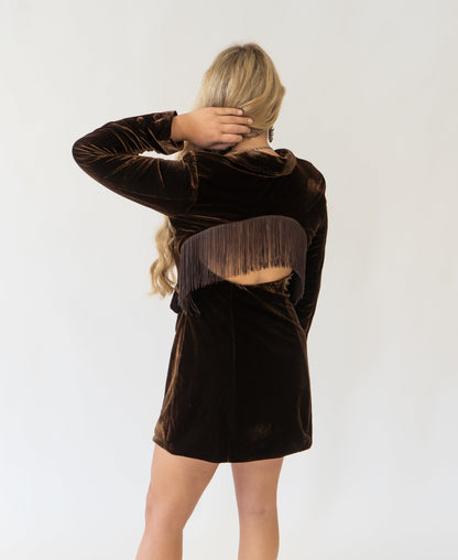 Fringe Velvet Blazer Dress