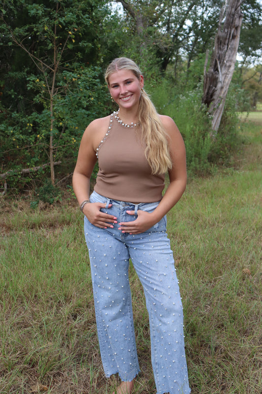 Mica Pearl & Crystal Jeans