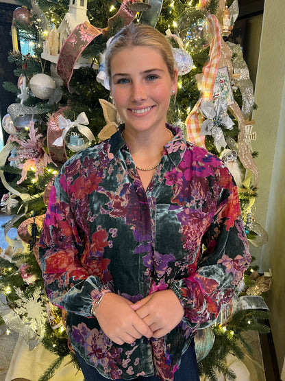 Floral Velvet Top