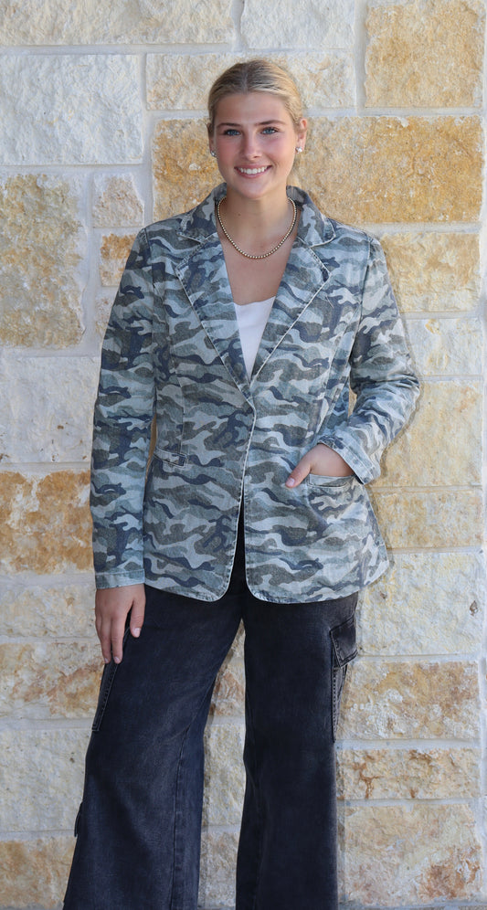 Washed Camo Blazer