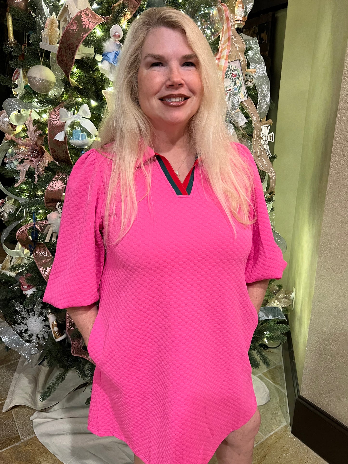 Textured Hot Pink Dress