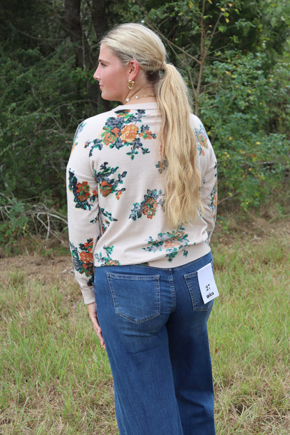 Beige Floral Long Sleeve