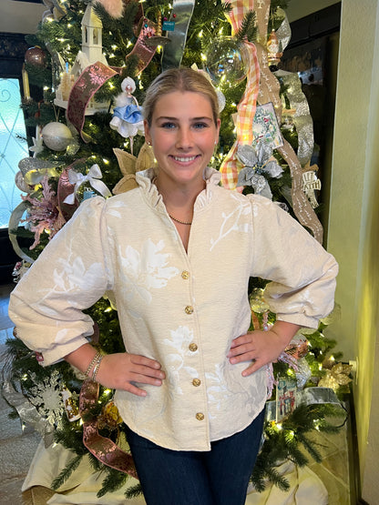 Cream & White Floral Top