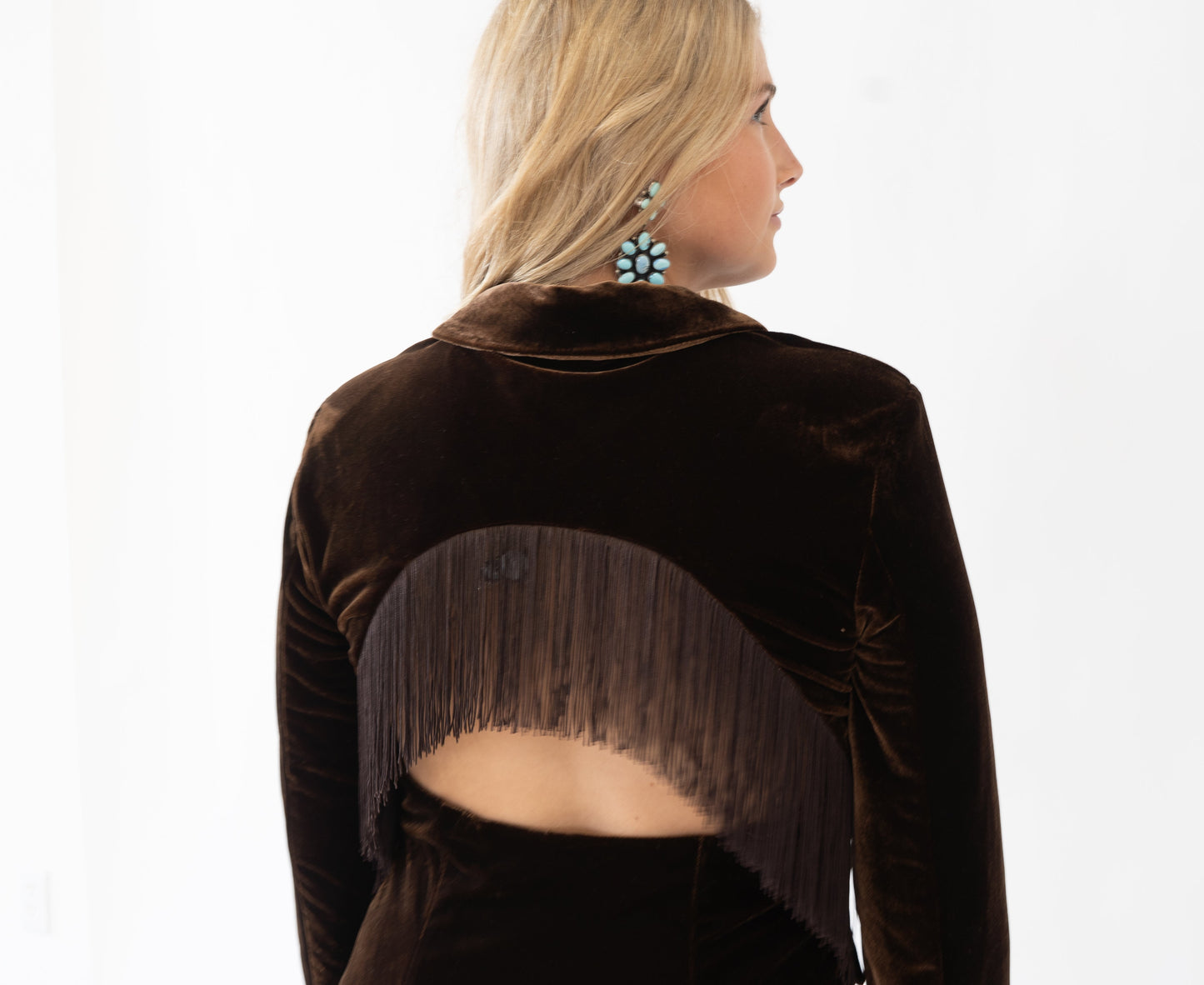 Fringe Velvet Blazer Dress