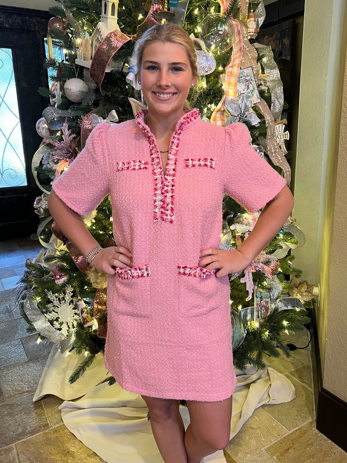Candy Cane Tweed Dress